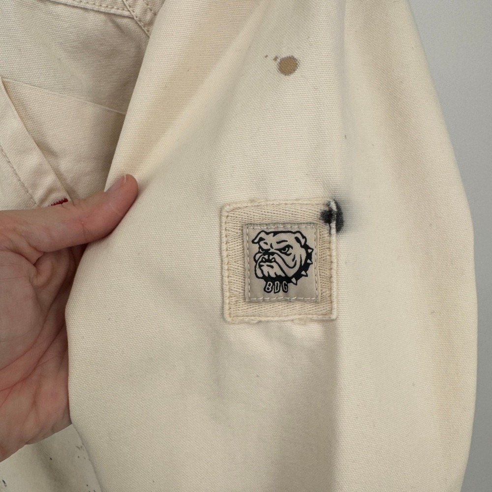 BDG Hooded Jacket Size Medium Cream Paint Splatter Workwear Grunge Casual Street - Picture 5 of 12